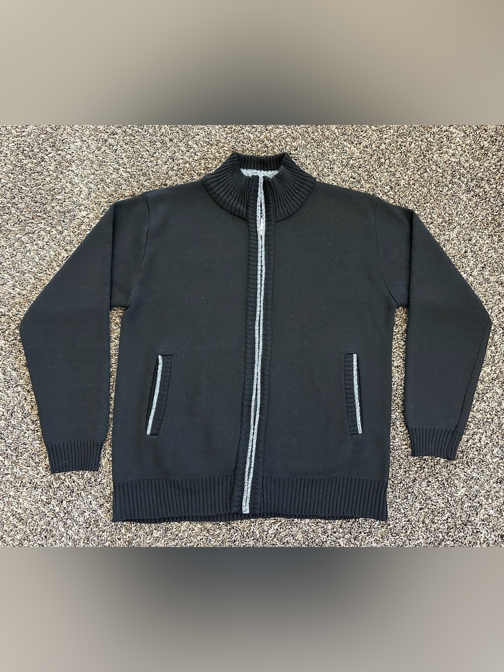 Yeokou men's full-zip fleece-lined knit cardigan sweater jacket - large